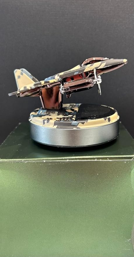 CARSUPPLYCO Solar Rotating Military Aircraft Car Perfume | Camouflage Plane Design | Dashboard Decoration with Fragrance Diffuser | No Battery Needed | Unique Gift for Car Enthusiasts