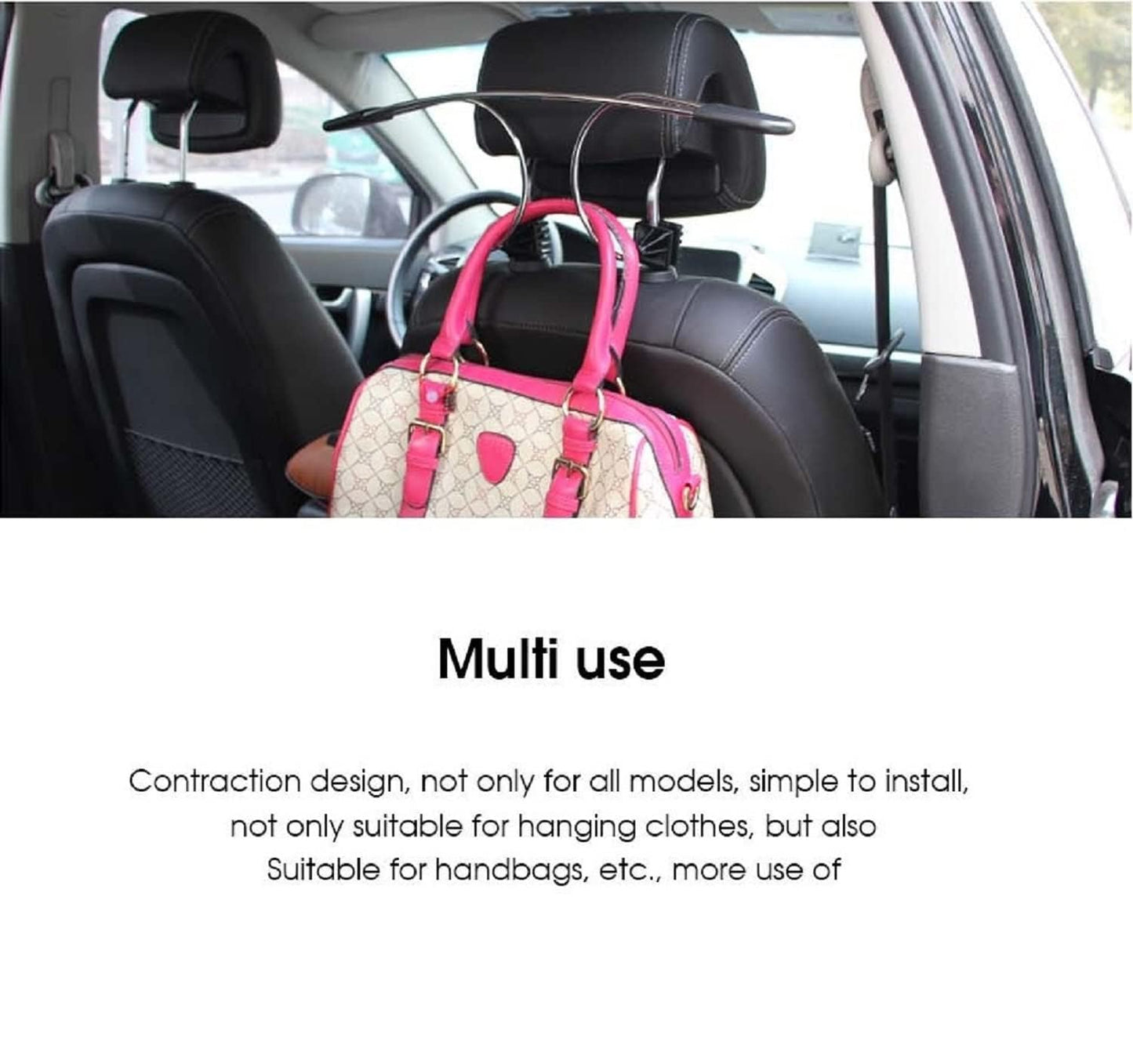 CARSUPPLYCO Car Headrest Coat Hanger – Metal Frame with Anti-Slip Arms – Universal Fit for All Vehicles