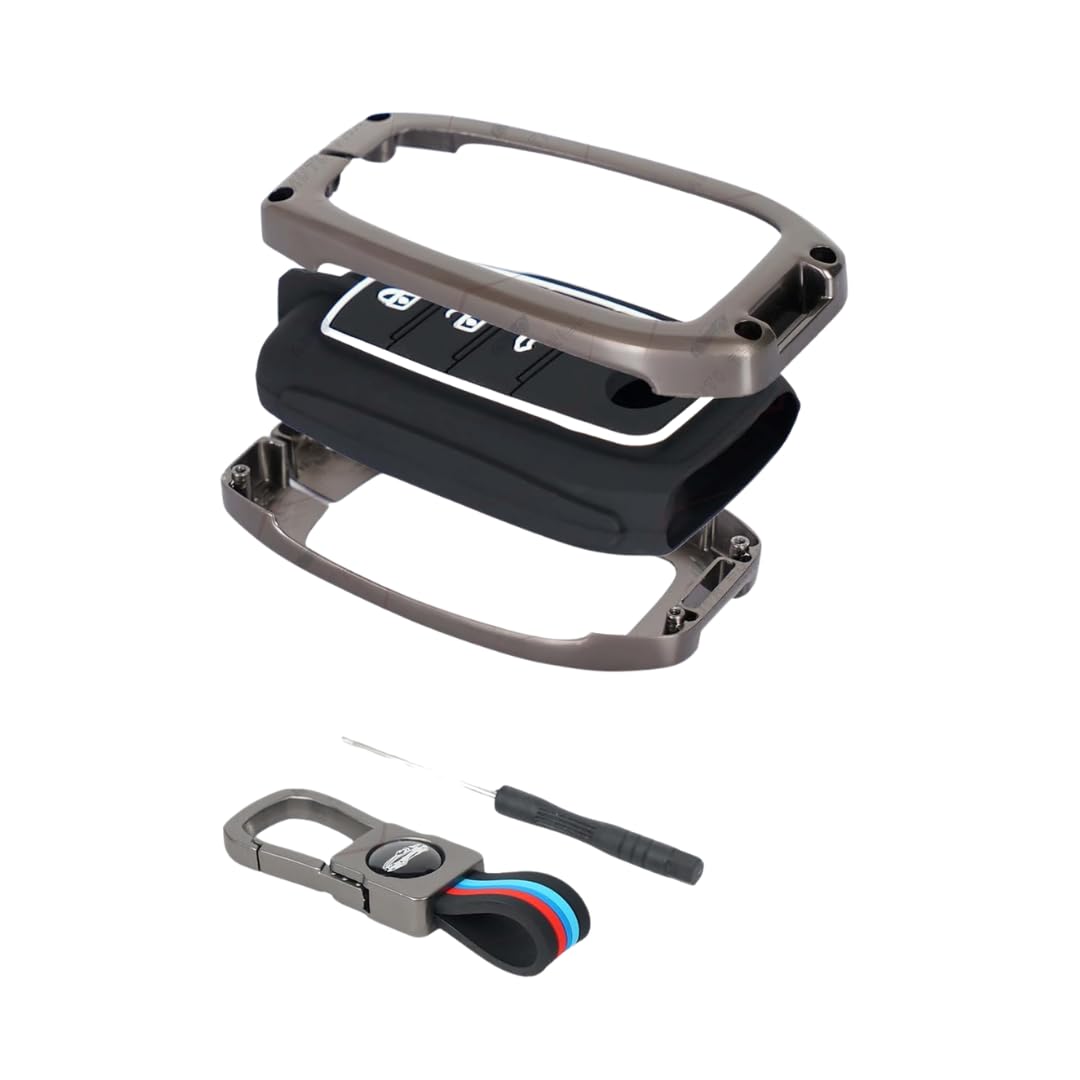 CARSUPPLYCO Premium Metal Key Cover for Fortuner, Legender, Innova Hycross, Invicto | 3-Button Smart Key Case – Stylish & Durable Key Shell with Full Protection (Black)