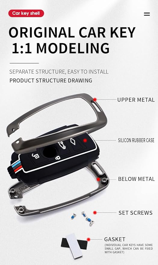 CARSUPPLYCO Luxury Metal Key Shell with Keychain | Full Protection Soft TPU Key Cover Compatible with Kia Seltos, Sonet, Carens (Push Start 4-Button Smart Key – Old Models) Bonus Car Freshner Included