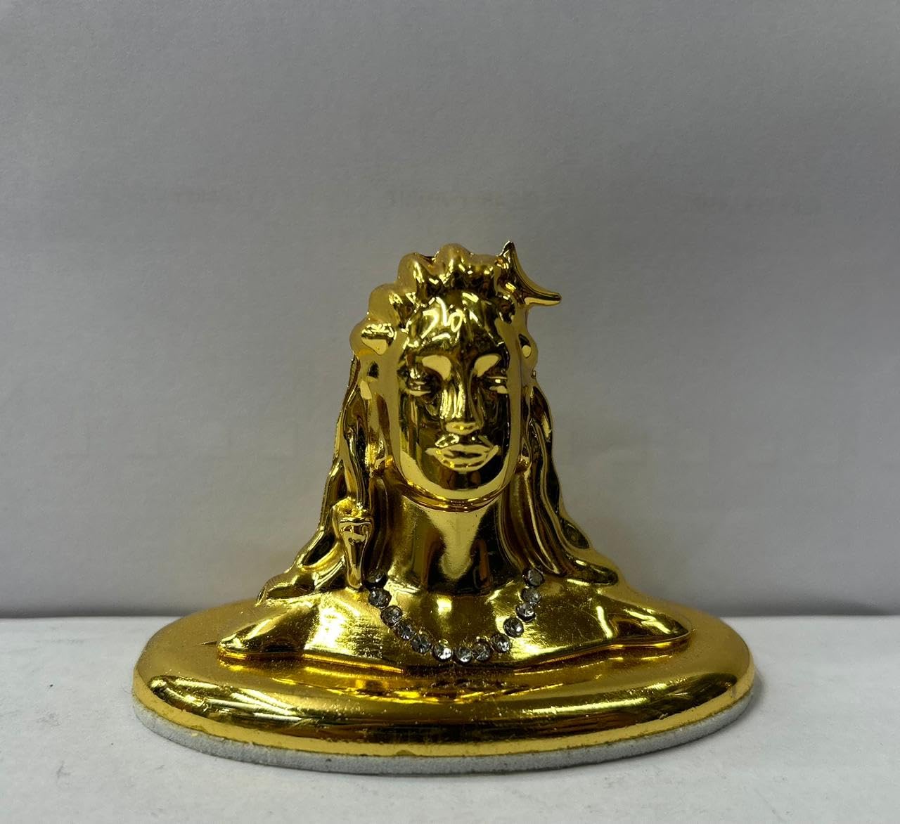 CARSUPPLYCO Handcrafted Adiyogi Shiva Idol for Car Dashboard – Handcrafted Metal Finish with Diamond Accent | Bronze Look (3.5 Inch) (Gold)