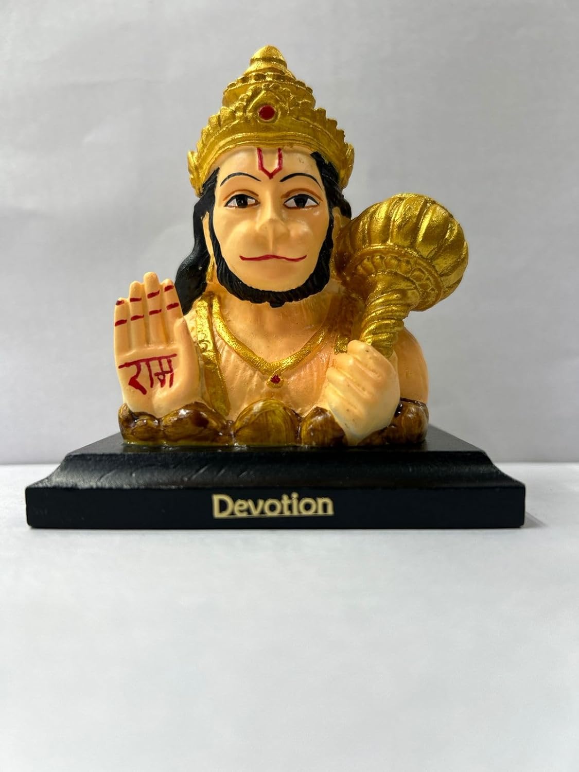 CARSUPPLYCO x Devotion Lord Hanuman Idol for Car Dashboard | Compact Polyresin Statue with “Ram” Inscription | Elegant Golden Finish | Spiritual Car Accessory