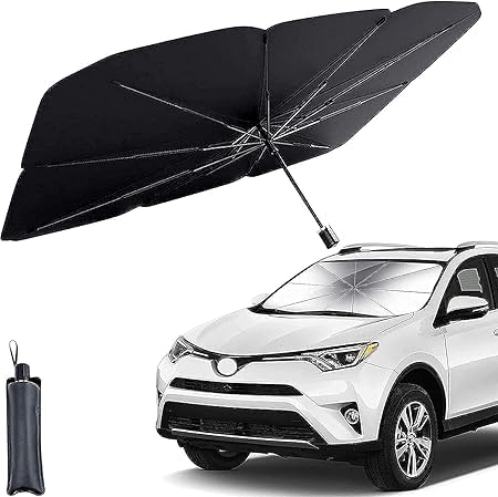 CARSUPPLYCO Sturdy All Weather Windshield Sun Shade Umbrella for Car – Foldable, UV Reflective, Easy Storage