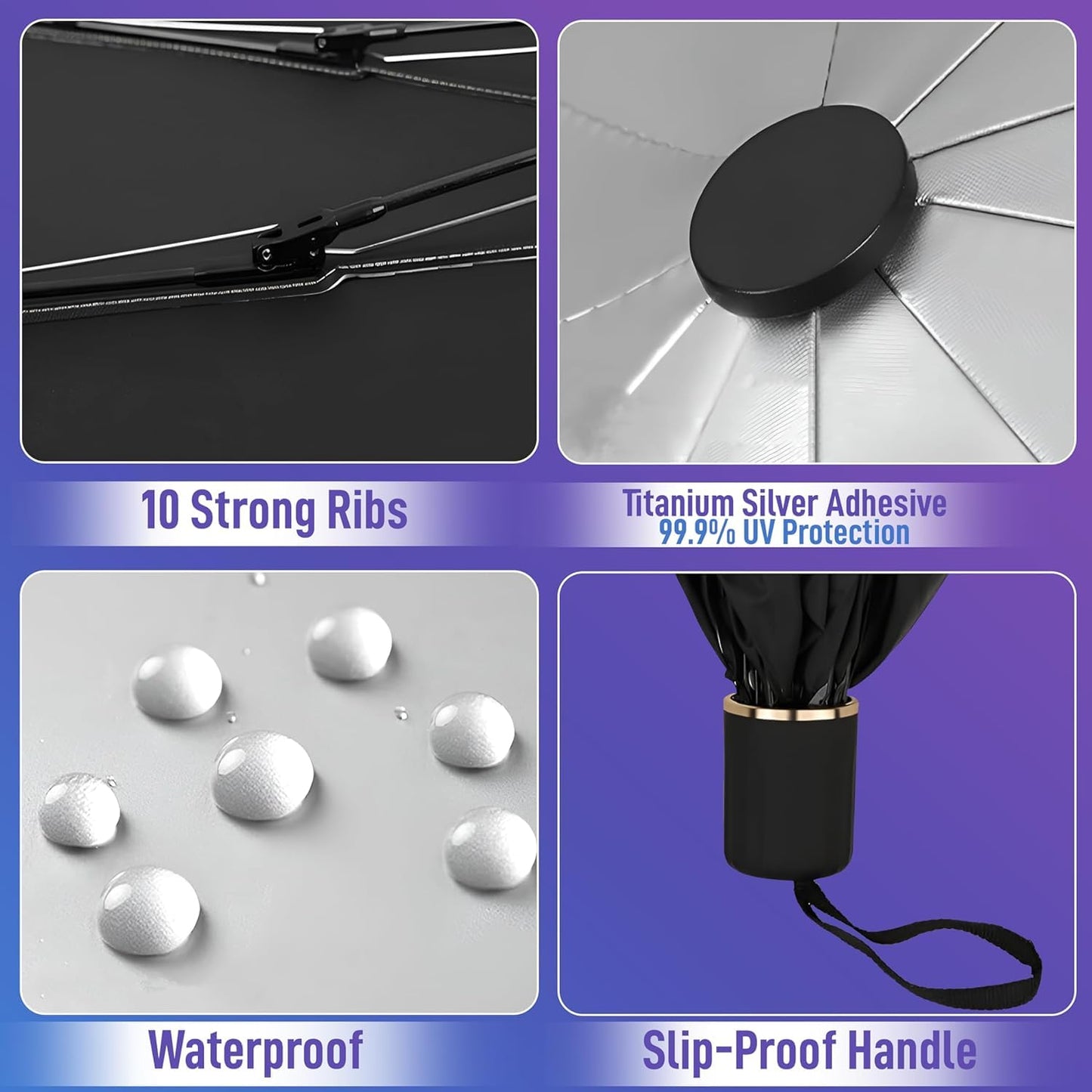 CARSUPPLYCO Sturdy All Weather Windshield Sun Shade Umbrella for Car – Foldable, UV Reflective, Easy Storage