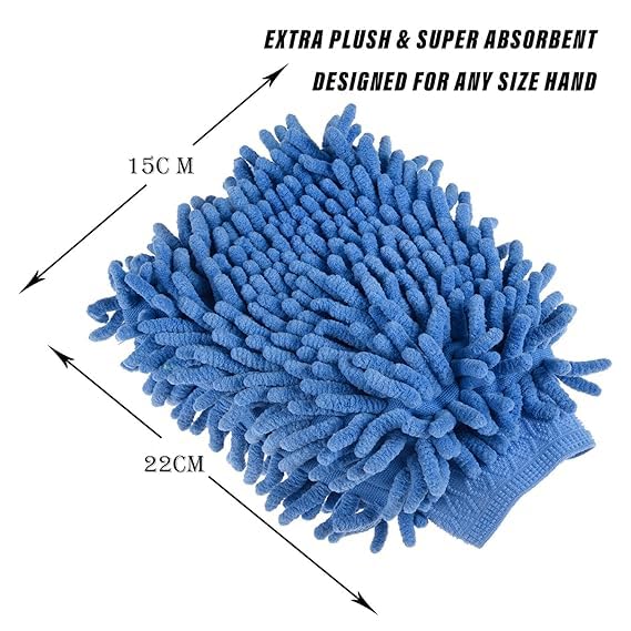 CARSUPPLYCO Heavy Microfiber Car Wash Glove | Ultra Soft Chenille Cleaning Mitt | Scratch-Free & Lint-Free | Dual-Side Reusable Mitt for Car, Bike & Home | Multicolor| Pack of 2| Made in India