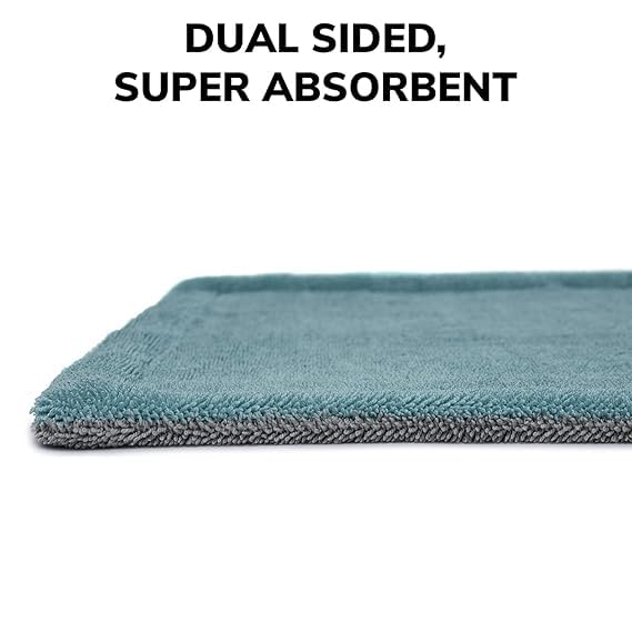 CARSUPPLYCO 1200 GSM Magic Car Cloth – Ultra Plush Dual-Sided Microfiber | 40x60 cm | Lint-Free & Edgeless | Super Absorbent | Aqua Blue-Grey| Made in India for India