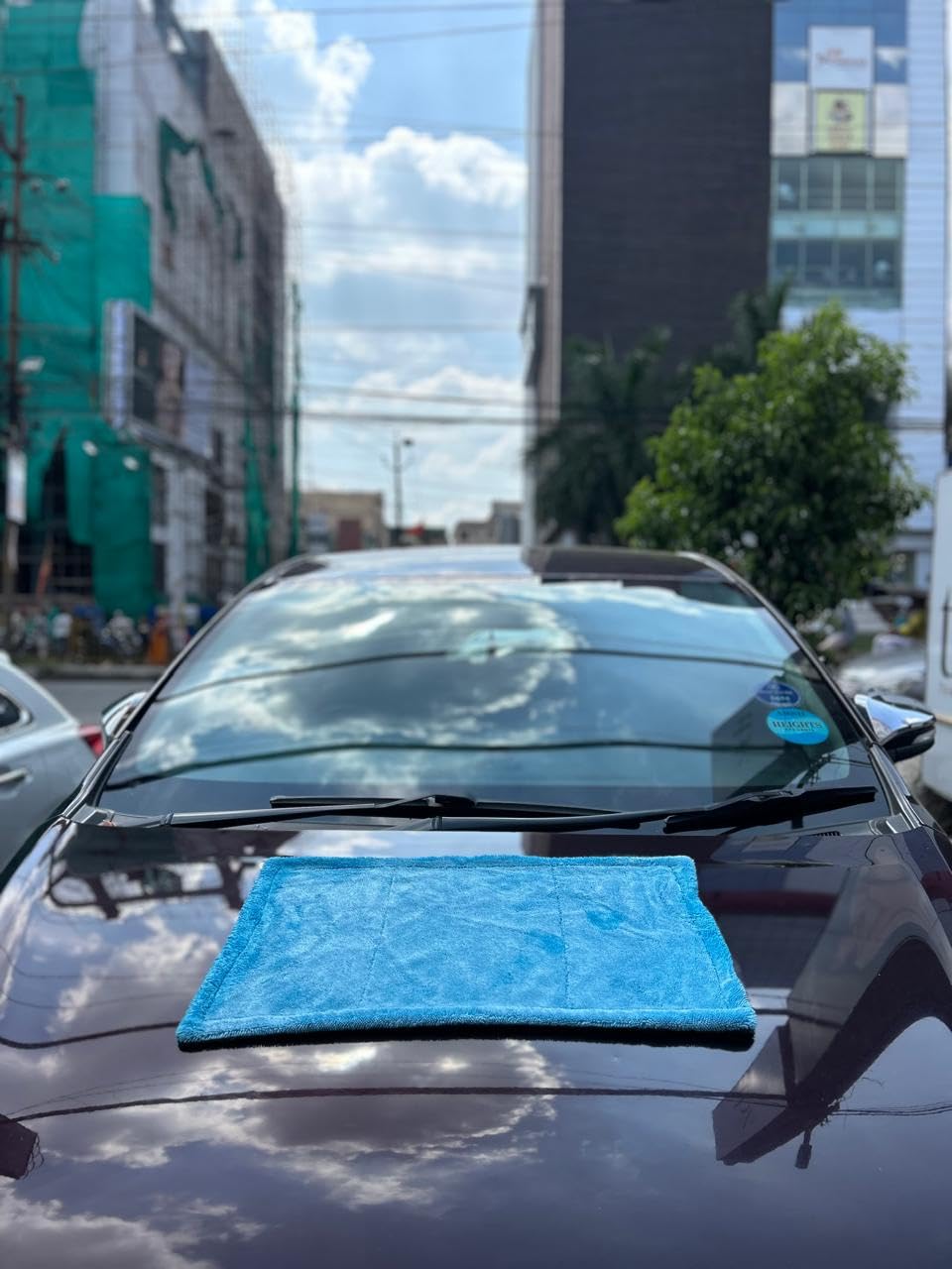 CARSUPPLYCO 1200 GSM Magic Car Cloth – Ultra Plush Dual-Sided Microfiber | 40x60 cm | Lint-Free & Edgeless | Super Absorbent | Aqua Blue-Grey| Made in India for India