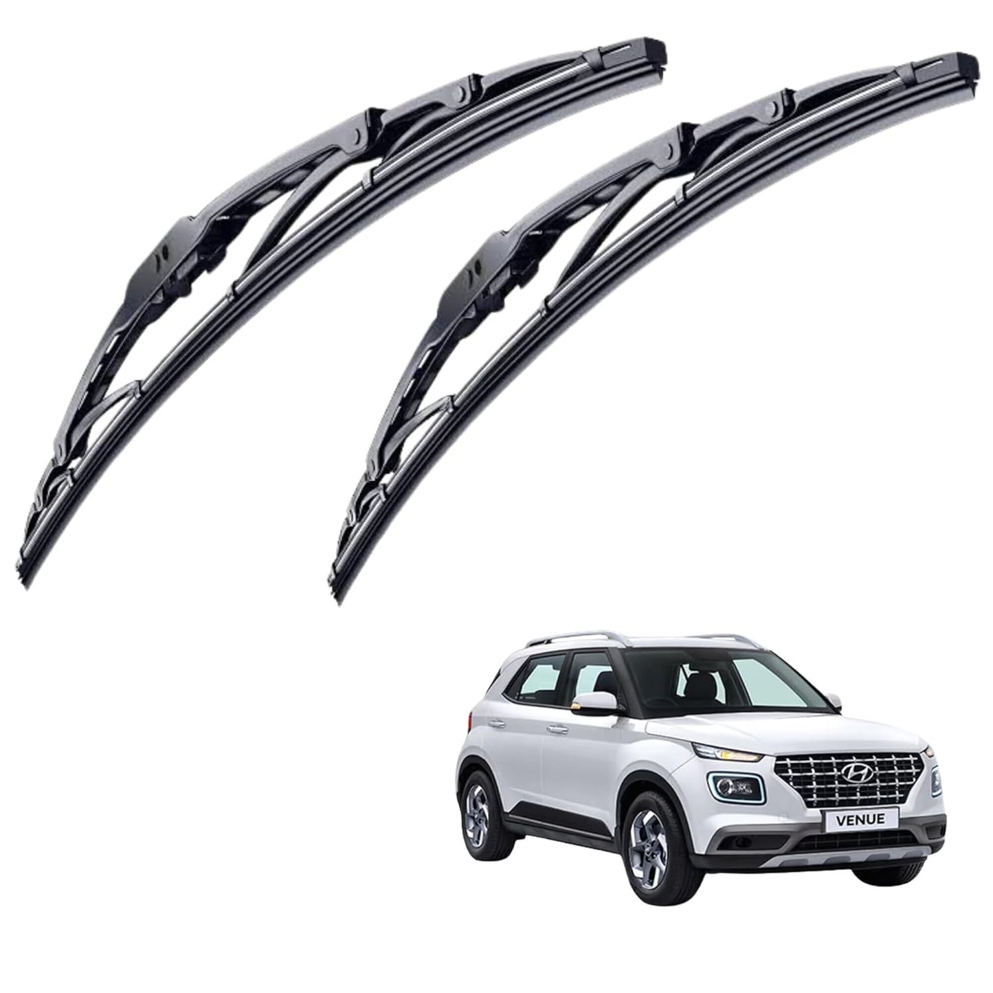 CARSUPPLYCO Car windshield wiper For Venue (Pack Of 2) Scratch Proof Cleaning Water Repellant Silicon Wiper Blades