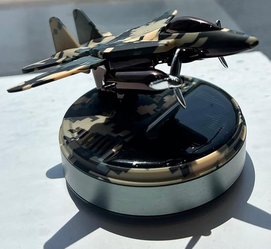 CARSUPPLYCO Solar Rotating Military Aircraft Car Perfume | Camouflage Plane Design | Dashboard Decoration with Fragrance Diffuser | No Battery Needed | Unique Gift for Car Enthusiasts