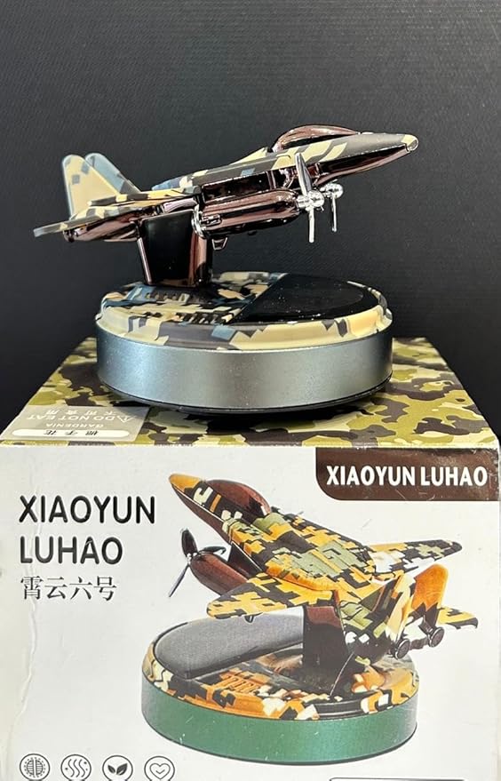 CARSUPPLYCO Solar Rotating Military Aircraft Car Perfume | Camouflage Plane Design | Dashboard Decoration with Fragrance Diffuser | No Battery Needed | Unique Gift for Car Enthusiasts