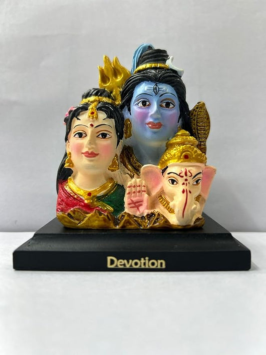 CARSUPPLYCO Shiv Parivar Idol for Car Dashboard | Lord Shiva Parvati Ganesha Statue | Devotion Series | Handcrafted Polyresin Idol for Home Temple & Gifting