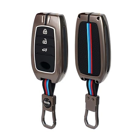 CARSUPPLYCO Premium Metal Key Cover for Fortuner, Legender, Innova Hycross, Invicto | 3-Button Smart Key Case – Stylish & Durable Key Shell with Full Protection (Black)