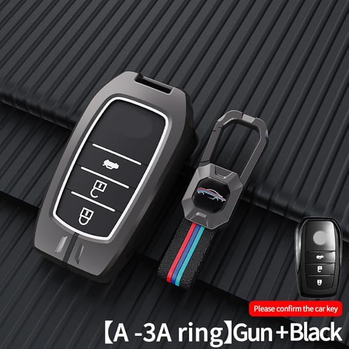 CARSUPPLYCO Premium Metal Key Cover for Fortuner, Legender, Innova Hycross, Invicto | 3-Button Smart Key Case – Stylish & Durable Key Shell with Full Protection (Black)