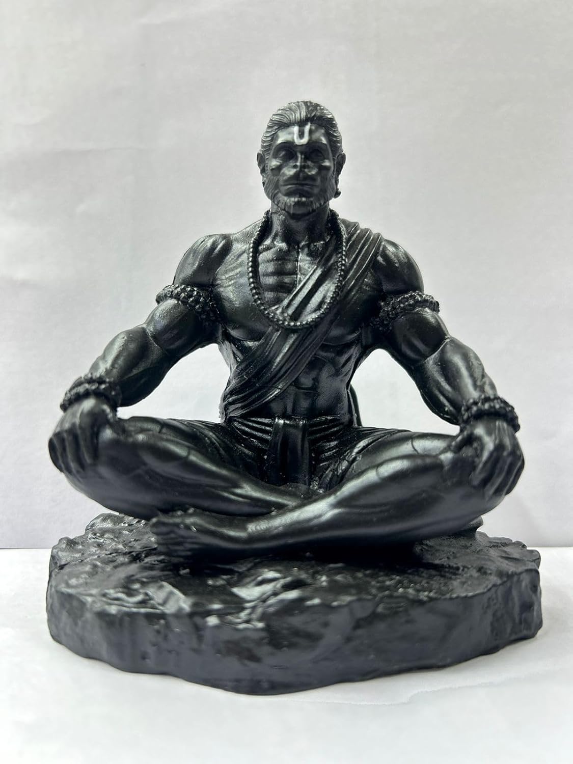 CARSUPPLYCO Adiyogi Hanuman Idol in Meditation Pose | Matte Black Polyresin Statue for Car Dashboard, Home Temple & Office Decor | Divine & Powerful Spiritual Decor