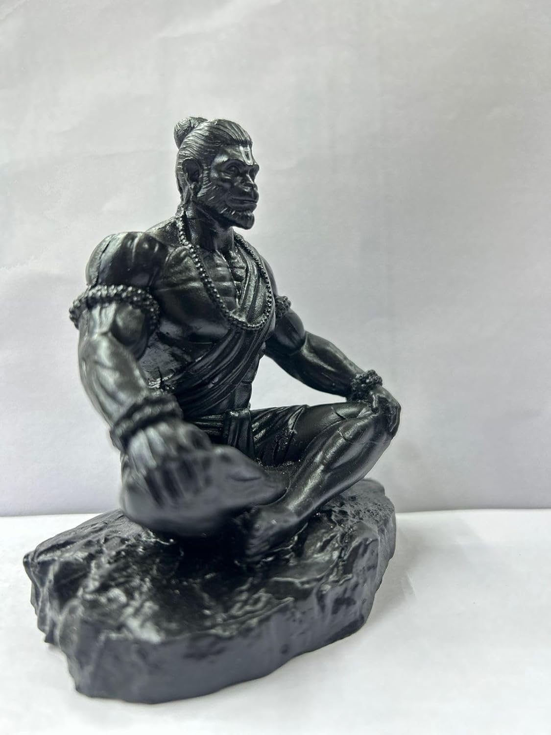 CARSUPPLYCO Adiyogi Hanuman Idol in Meditation Pose | Matte Black Polyresin Statue for Car Dashboard, Home Temple & Office Decor | Divine & Powerful Spiritual Decor