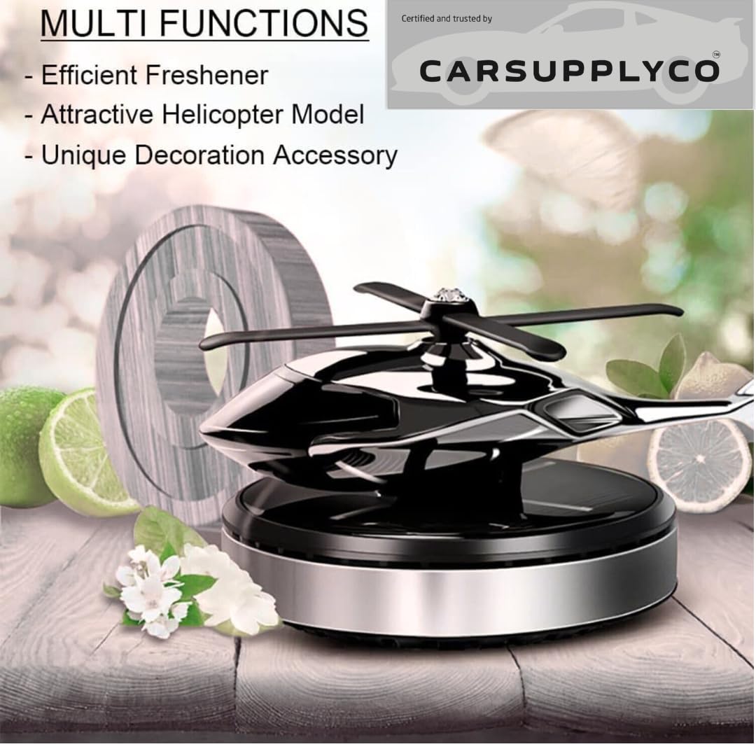 CARSUPPLYCO Helicopter Supreme build Car Dashboard Perfume | Solar Powered Rotating Air Freshener | Non Toxic Fragrance Diffuser for Car Interior | Stylish Dashboard Decoration for All Vehicles