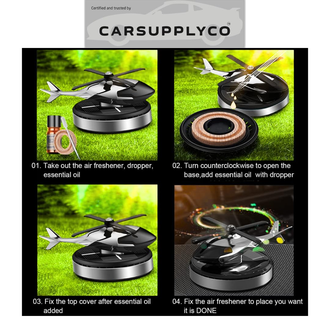 CARSUPPLYCO Helicopter Supreme build Car Dashboard Perfume | Solar Powered Rotating Air Freshener | Non Toxic Fragrance Diffuser for Car Interior | Stylish Dashboard Decoration for All Vehicles