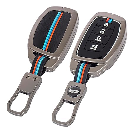 CARSUPPLYCO Premium Metal Key Cover for Hyundai Creta EV & Alcazar – Compatible with 4-Button Smart Key – Durable Protection Case – Black