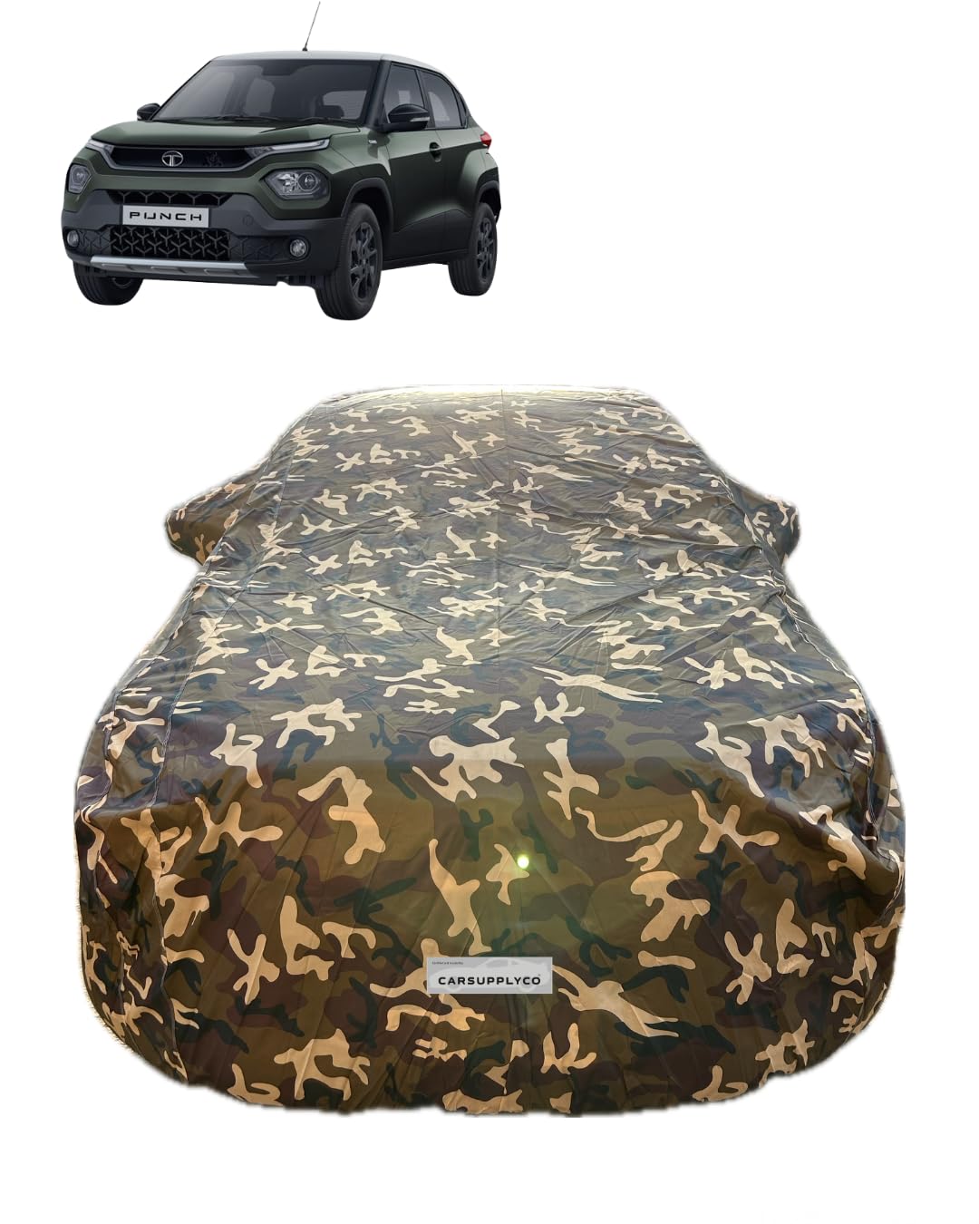 CARSUPPLYCO 100% Waterproof Car Cover for Tata Punch | Camouflage Design | Japanese Technology | Triple Stitched | UV, Dust & Rain Protection (CSC_4X4_11)