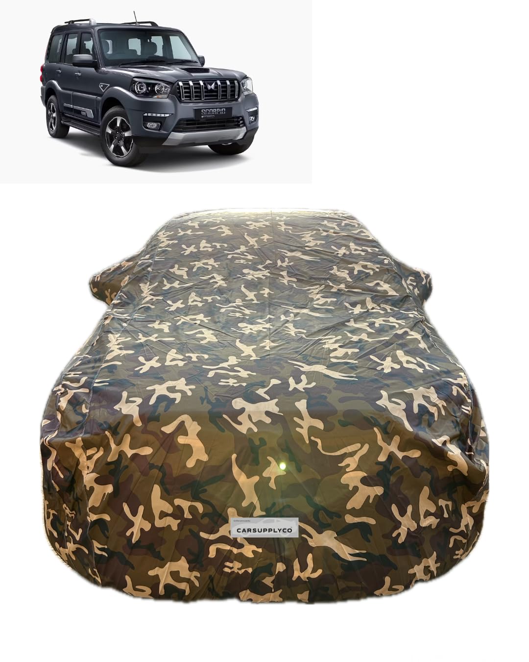 CARSUPPLYCO 100% Waterproof Car Cover for Mahindra Scorpio S Series (All Models) | Camouflage Design | Japanese Technology | Triple Stitched | UV, Dust & Rain Protection (CSC_4X4_09)