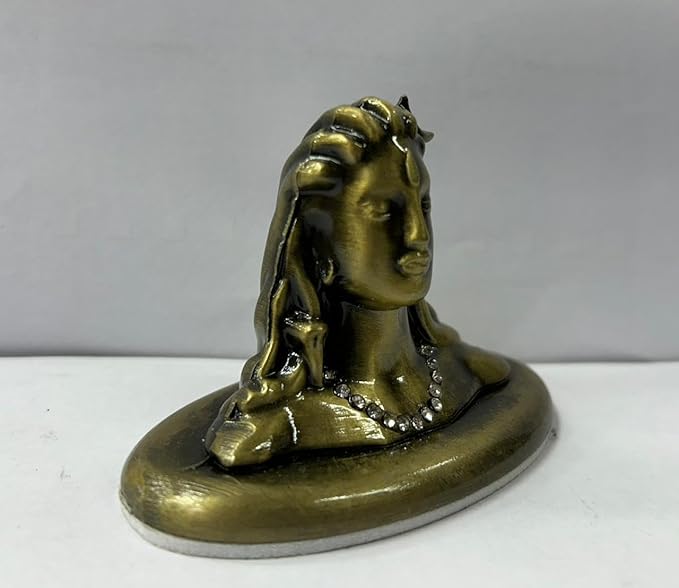 CARSUPPLYCO Handcrafted Adiyogi Shiva Idol for Car Dashboard – Handcrafted Metal Finish with Diamond Accent | Bronze Look (3.5 Inch) (Antique Gold)