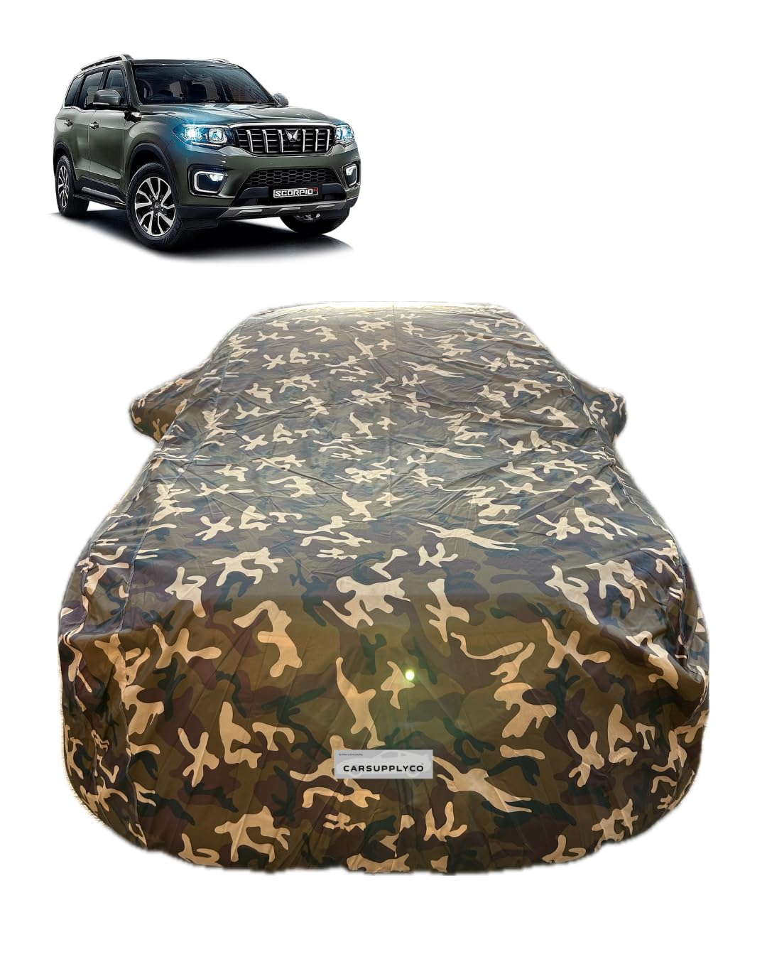 CARSUPPLYCO 100% Waterproof Car Cover for Mahindra Scorpio N (All Models) | Camouflage Design | Japanese Technology | Triple Stitched | UV, Dust & Rain Protection (CSC_4X4_04)