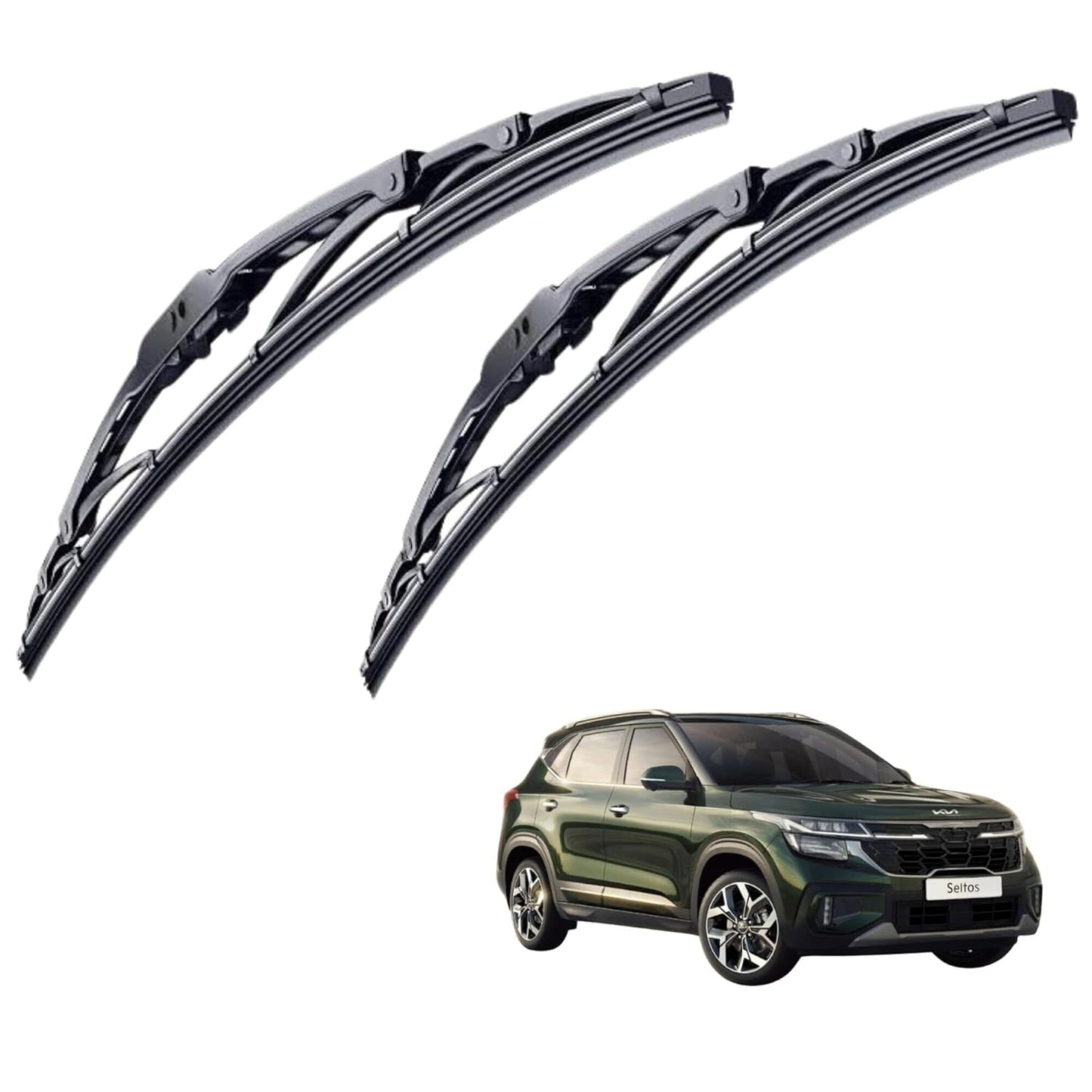 CARSUPPLYCO Car windshield wiper For Seltos (Pack Of 2) Scratch Proof Cleaning Water Repellant Silicon Wiper Blades