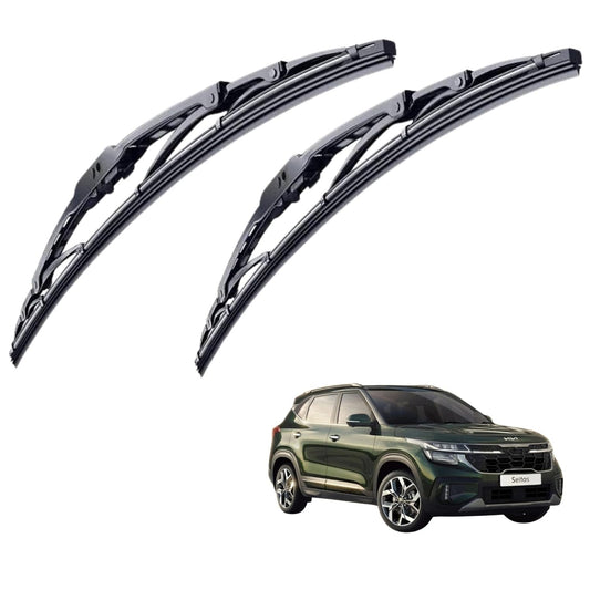 CARSUPPLYCO Car windshield wiper For Seltos (Pack Of 2) Scratch Proof Cleaning Water Repellant Silicon Wiper Blades
