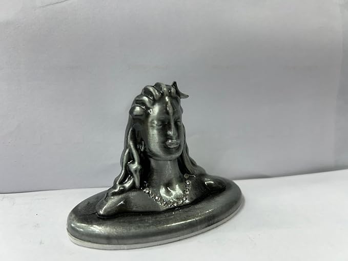 CARSUPPLYCO Handcrafted Adiyogi Shiva Idol for Car Dashboard – Handcrafted Metal Finish with Diamond Accent | Bronze Look (3.5 Inch) (Metallic Grey)
