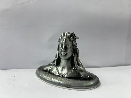 CARSUPPLYCO Handcrafted Adiyogi Shiva Idol for Car Dashboard – Handcrafted Metal Finish with Diamond Accent | Bronze Look (3.5 Inch) (Metallic Grey)