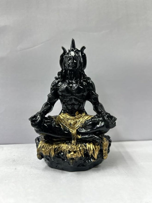 CARSUPPLYCO Adiyogi Idol with Trishool (Black & Golden) | Handcrafted Stone Shiva Statue for Car Dashboard, Home & Office Decor | Meditation Figurine