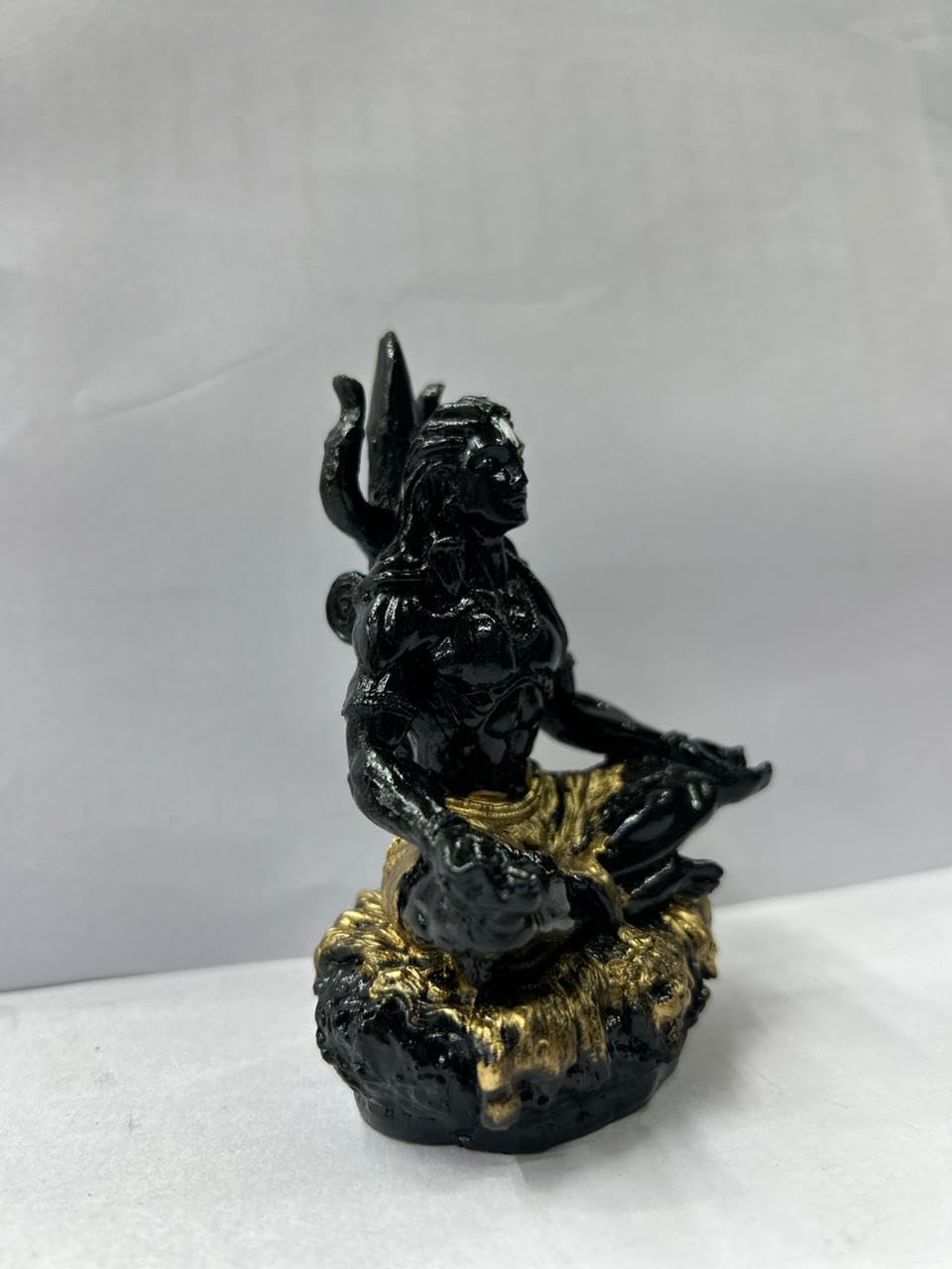 CARSUPPLYCO Adiyogi Idol with Trishool (Black & Golden) | Handcrafted Stone Shiva Statue for Car Dashboard, Home & Office Decor | Meditation Figurine