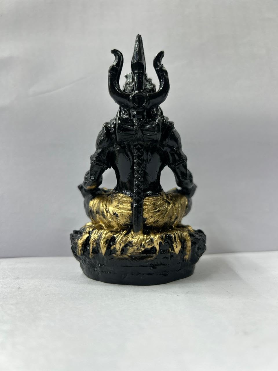 CARSUPPLYCO Adiyogi Idol with Trishool (Black & Golden) | Handcrafted Stone Shiva Statue for Car Dashboard, Home & Office Decor | Meditation Figurine