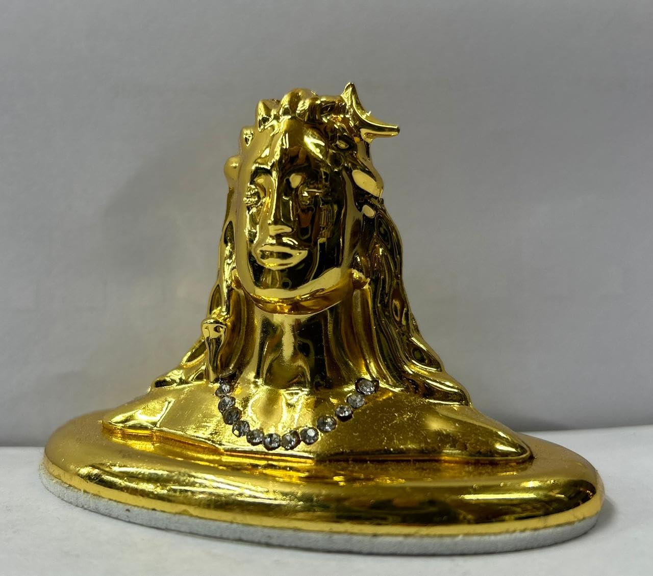 CARSUPPLYCO Handcrafted Adiyogi Shiva Idol for Car Dashboard – Handcrafted Metal Finish with Diamond Accent | Bronze Look (3.5 Inch) (Gold)