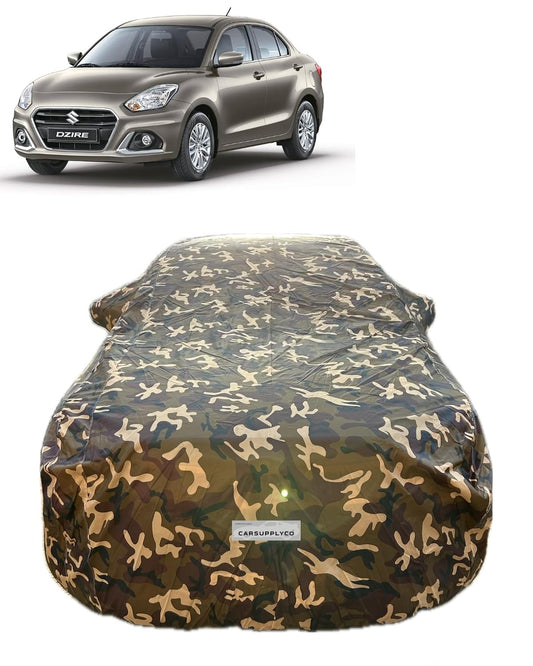 CARSUPPLYCO 100% Waterproof Car Cover for Maruti Swift Dzire (2017-Present) | Camouflage Design | Japanese Technology | Triple Stitched | UV, Dust & Rain Protection (CSC_4X4_12)