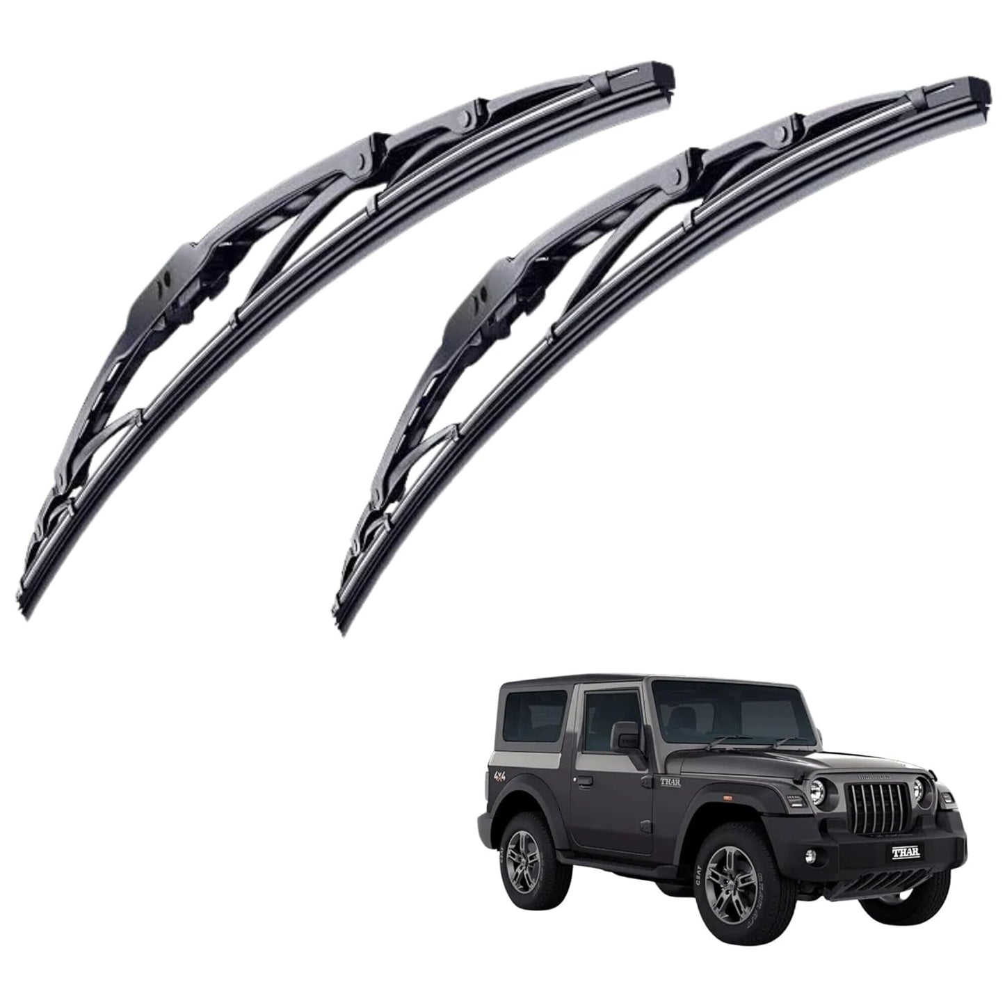 CARSUPPLYCO Car windshield wiper For Thar (Pack Of 2) Scratch Proof Cleaning Water Repellant Silicon Wiper Blades