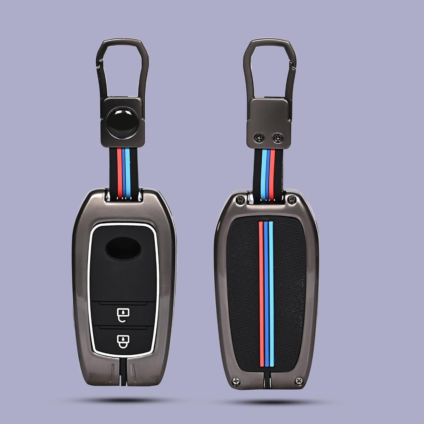 CARSUPPLYCO Metal Key Cover Compatible with Toyota Innova Crysta, Hilux, Invicto – 2 Button Smart Key Only (Black)